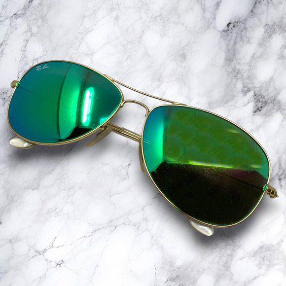 Ray-Ban Cockpit Aviator 112/19 Green Mirror 60mm Sunglasses + Case Cleaning Kit main image 5